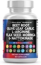 Saubere Nutraceuticals Beet Root Capsules Olive Blatt Nattokinase Knoblauch Extrakt L-Arginin Omega 3 Red Yeast Rice Hibiscus Danshen - Healthy Support Supplement - 90 Ct