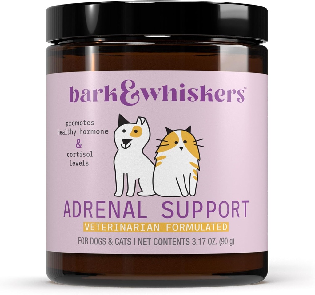 Bark & Whiskers Adrenal Support, for Dogs & Cats, 3.17 oz. (90 g), 90 Scoops, Promotes Healthy Hormone and Cortisol Levels, Veterinarian Formulated, Non-GMO, Dr. Mercola