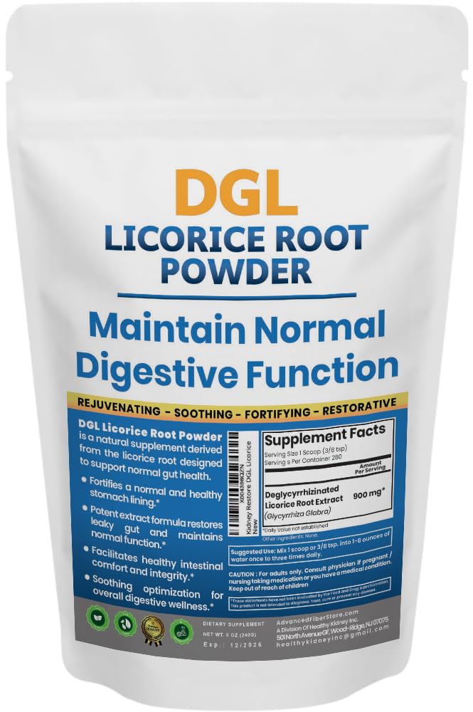 Supplément de réglisse de la DGL : soutient la santé digestive, soutien à la teinture de Gut, poudre de la DGL pour le bien-être, poudre d'extrait de racine de réglisse, 140 serv.