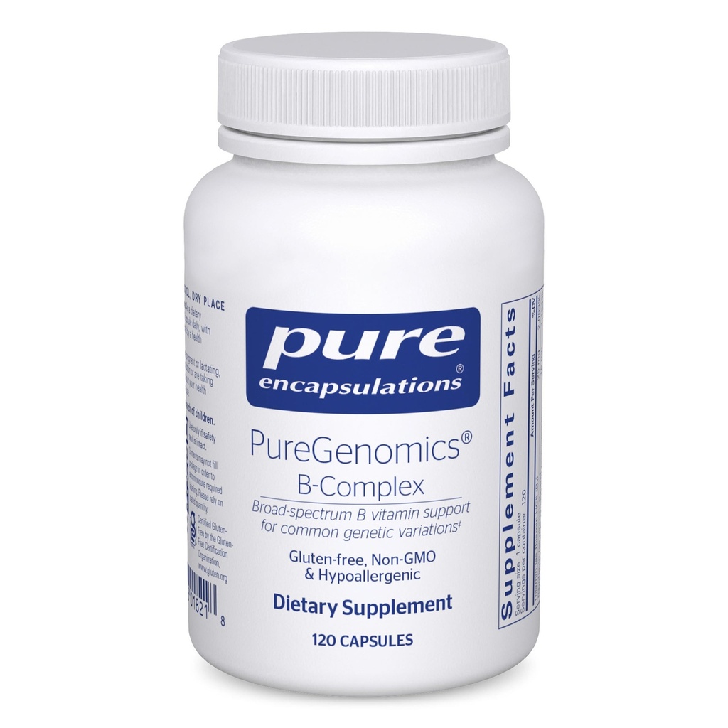 Pure Encapsulations PureGenomics B-Complex - Large spectre B Vitamine support pour l'expression génétique, la fonction cellulaire, la production d'hormones et le métabolisme énergétique* - avec vitamine B12 et B6-120 Capsules