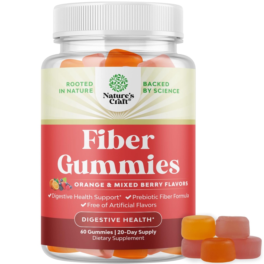 Tasty Prebiotic Fiber Gummis für Erwachsene - High Fiber Supplement Gummis Vitamine für Erwachsene mit Prebiotic Soluble Chicory Root für Immunität und Verdauungsunterstützung - Non GMO Vegan Halal 60 Count