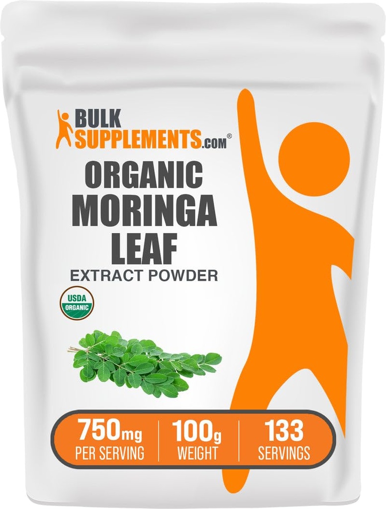 BulkSupplements.com Organic Moringa Extract Powder - Superfood Supplement, von Moringa Oleifera - Vegan & Gluten Free, 750mg pro Servierung, 100g (3.5 oz) (Pack von 1)