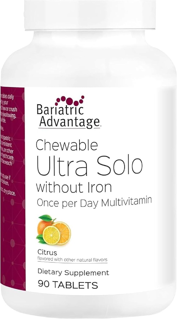 Bariatric Advantage - Kaubare Ultra Solo ohne Eisen - Citrus - 90 Tabletten - (Pack von 1)