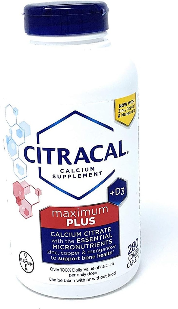 Citracale maximale avec vitamine D3, taille plus grande limitée - Capsule 280 Compte Total