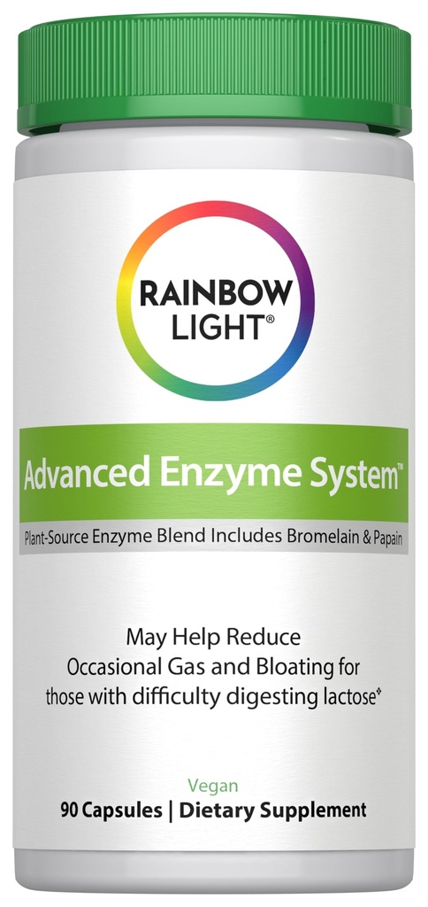 Rainbow Light Advanced Enzyme Supplement | 90 Capsules | 18 Double Strength Digestive Enzyme Blend | with Bromelain & Papain