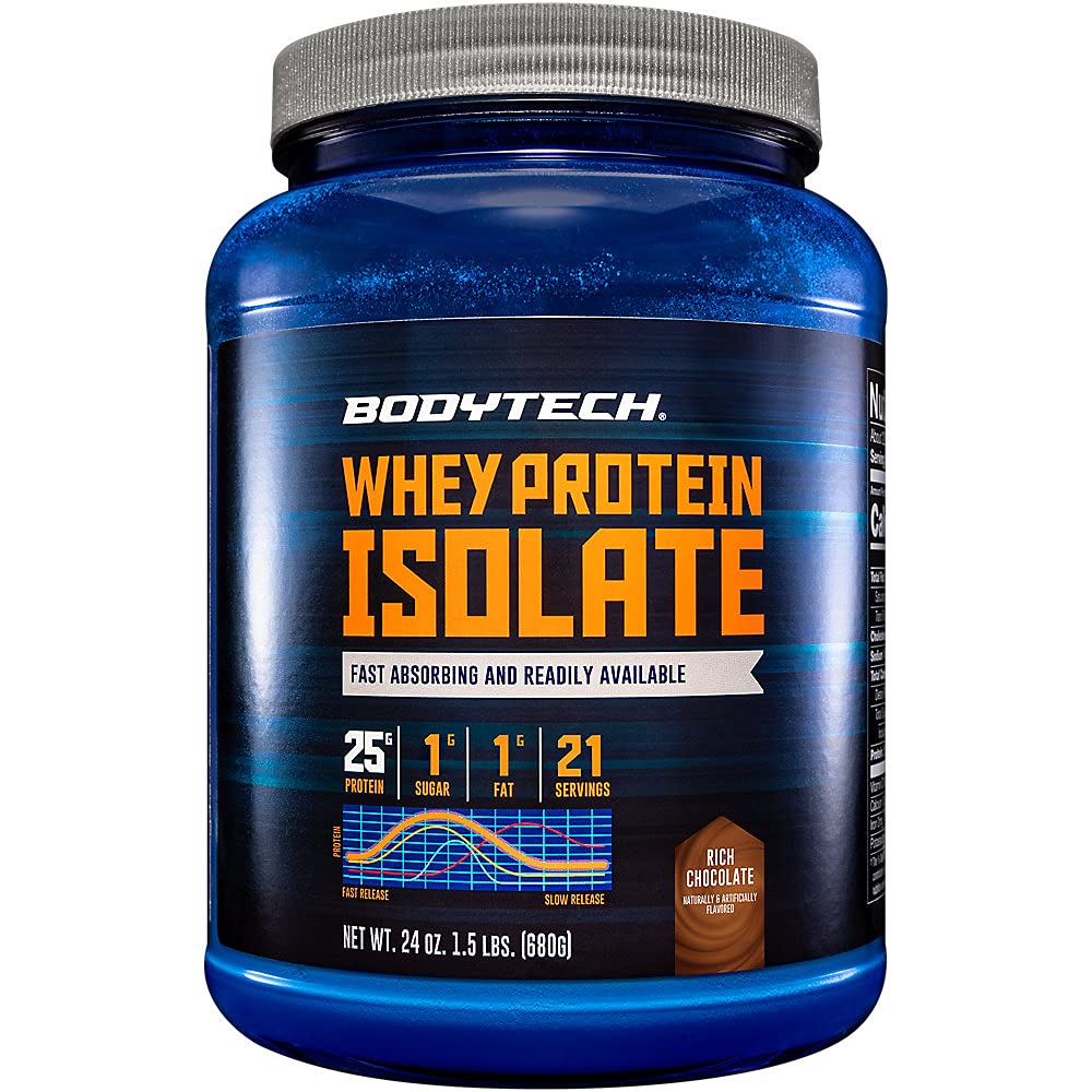 BODYTECH Whey Protein Isolate Powder - 25 Gramm Protein pro Servierung, Ideal für post-Workout Muskelaufbau und Wachstum, Rich Chocolate Flavor, Enthält Milch & Soy (1,5 Pfund / 21 Portionen)