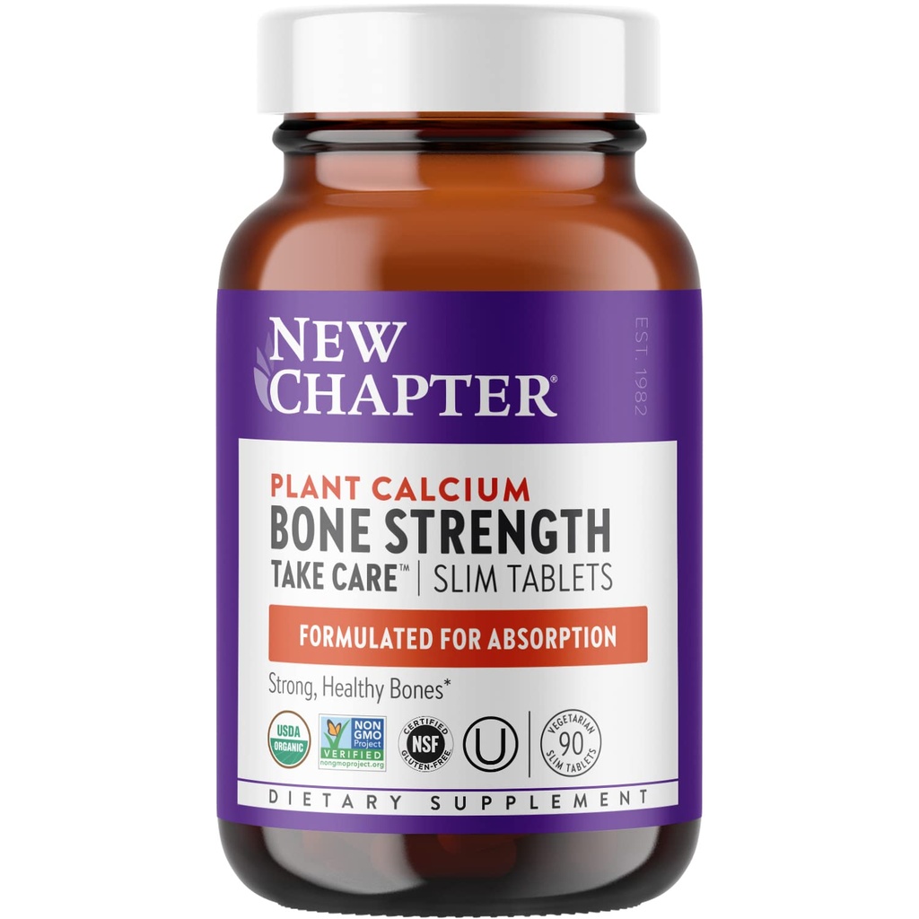 Neue Kapitel Kalzium-Ergänzung - Knochenstärke Ganzes Lebensmittel Kalzium mit Vitamin K2 + D3 + Magnesium, Vegetarisch, Glutenfrei 90 Zähler (1 Monat Versorgung)