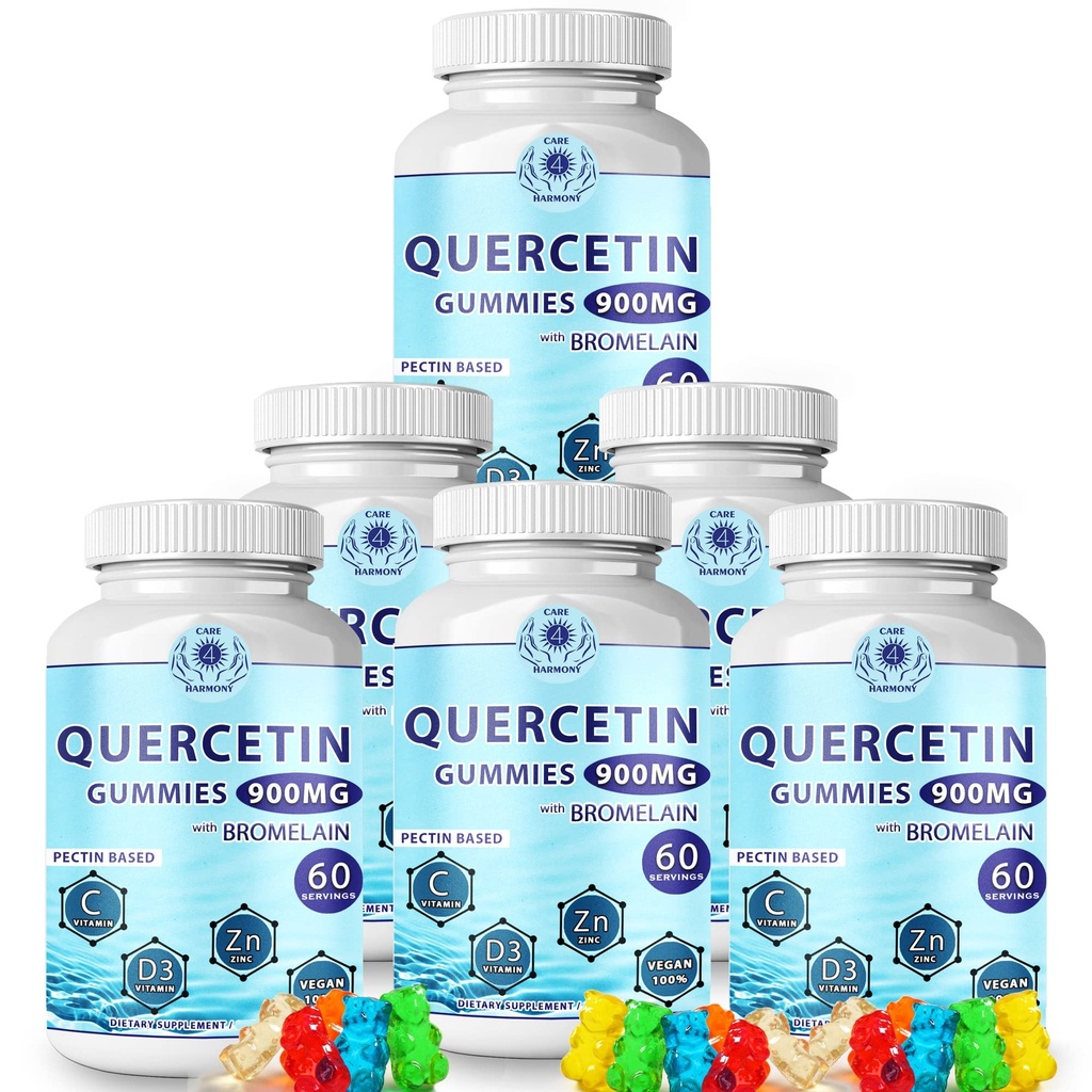 Quercetin Gummies - Quercetin with Bromelain Vitamin C + Zinc Vitamin D3 – Chewable Quercetin 900mg Supplements - Quercetin for Kids and Adults (6)