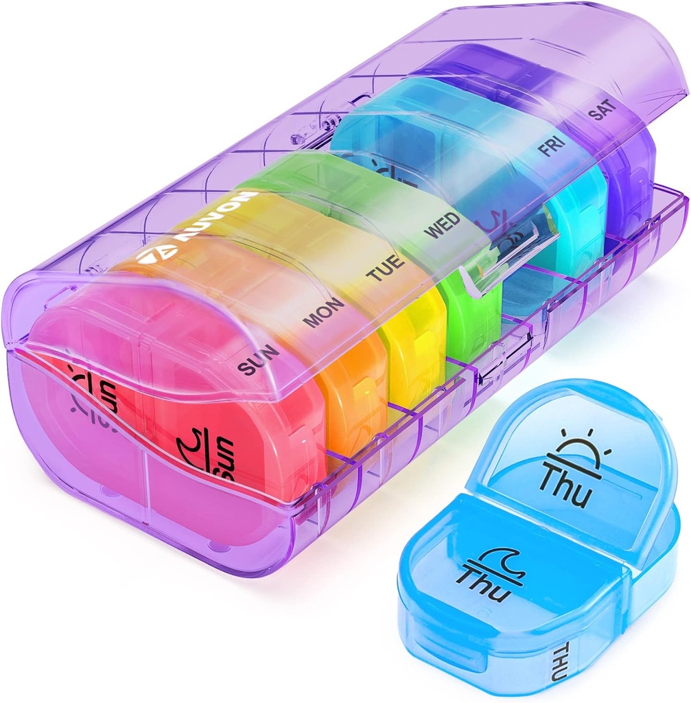 AUVON Pille Box 2 Mal pro Tag, Wöchentliche Pille Organizer AM PM mit 7 täglichen Taschen-Gehäuse, um Vitamin, Medizin, und Ergänzung zu halten