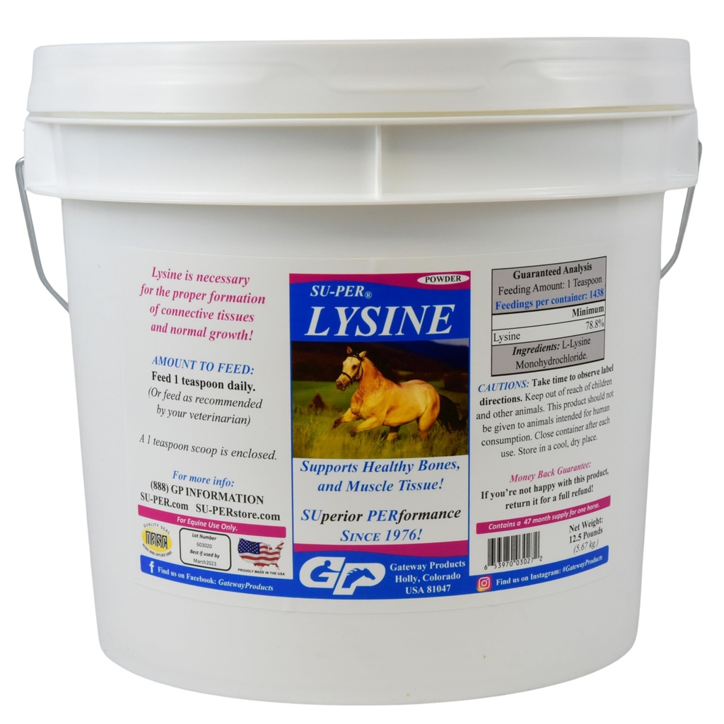 SU-PER Lysin Ergänzung für Pferde - Unterstützt gesunde Knochen & Muskelgewebe - Equine Essential Amino Acid - 12.5 Pfund, 47 Monate Versorgung