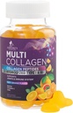 Collagen Peptide Gummie mit 2500 mcg Biotin - hydrolysiertes Protein Typ I & III Multi Collagen Supplement mit Vitamin C & Zink - Unterstützung für Haar, Haut, Nägel, Tasty Orange Flavor - 60 Gummie
