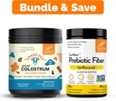 Sandhu's Pure Bovine Colostrum Powder Supplement für Menschen 30 Servierungen & Prebiotic Fiber Supplement Powder| unterstützt Immun-, Gut-, Verdauungs- und Colon-Gesundheit