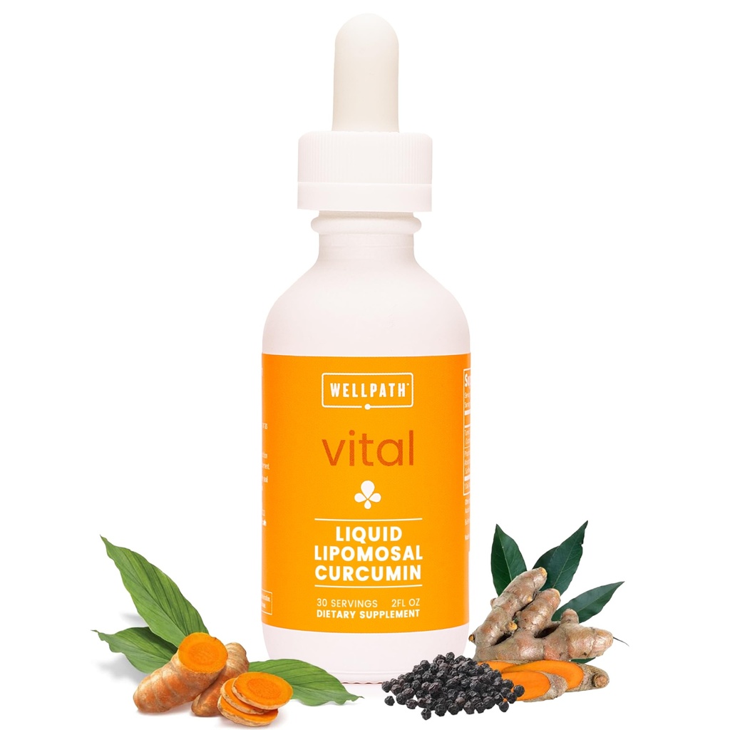 WellPath Liposomal Curcumin Ergänzung | Flüssige Kurkuma Tropfen mit schwarzem Pfeffer Extrakt | Enhanced Absorption | Non-GMO, Vegan, 2 oz