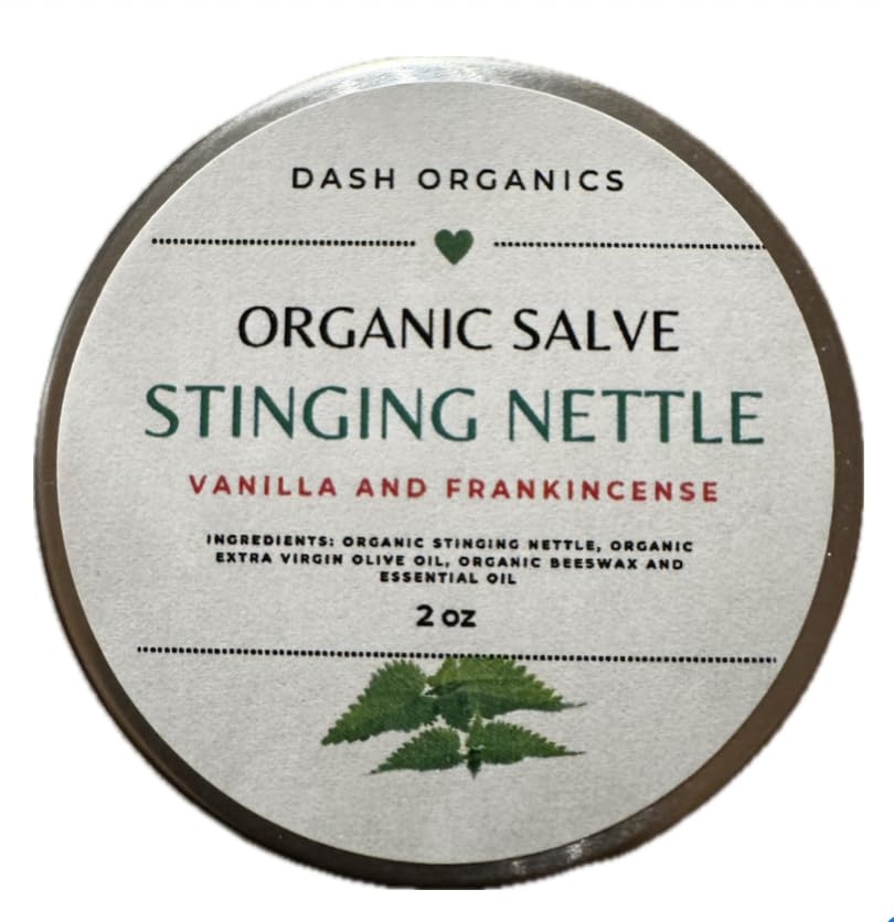 DASH ORGANICS Organic Sting Nettle Salve | Vanille & Frankincense Duftende | 2oz Kräuterbalsam