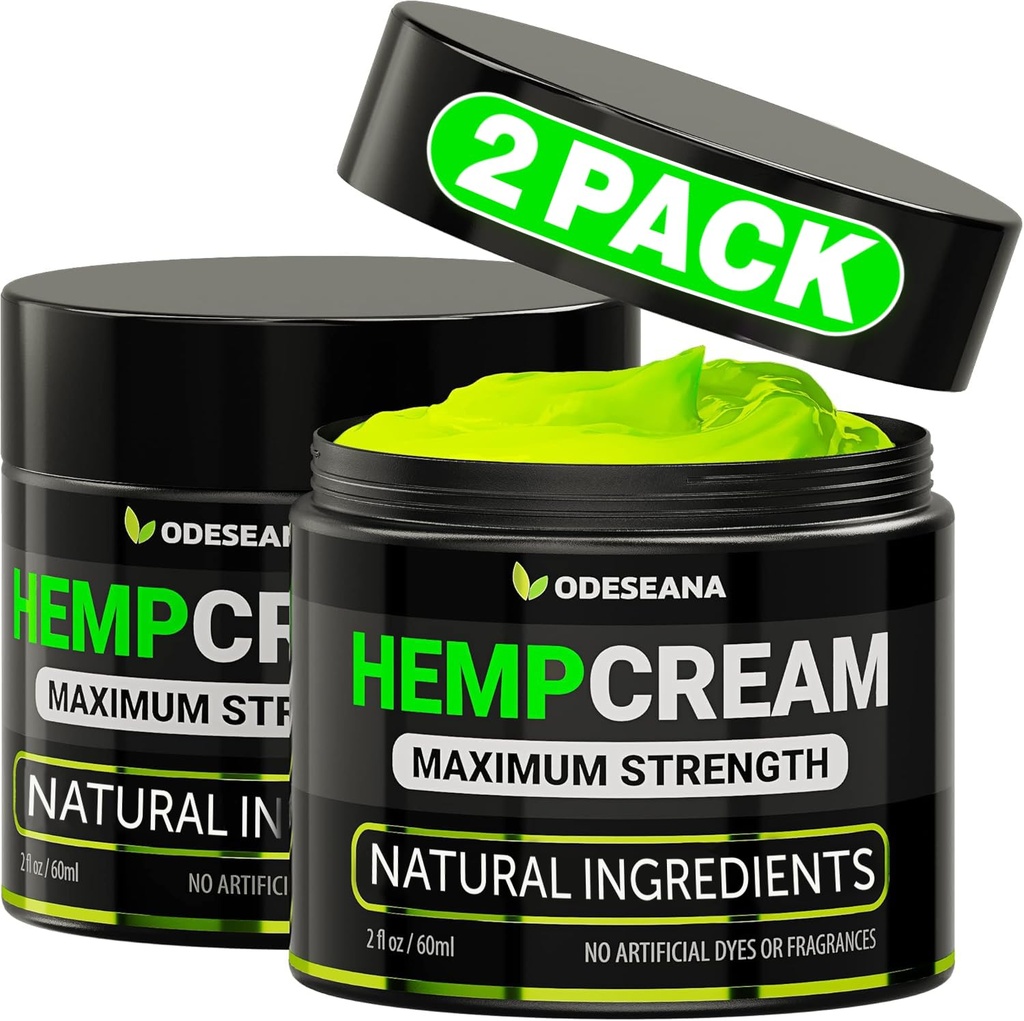 (2 Pack) Natural Hemp Cream - Maximum Strength Skin Care Gel - Cream with Hemp Oil, Arnica, MSM, Glucosamine, MSM, Aloe, Turmeric, Boswellia - Fast Absorption, Non-Greasy - 4 oz Total