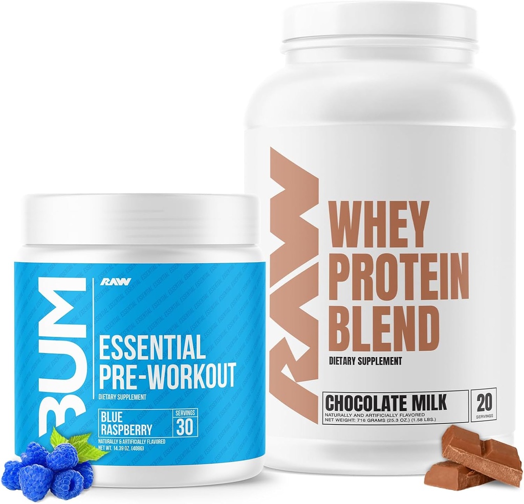Poudre de protéines RAW Whey et groupe de pré-entraînement essentiel