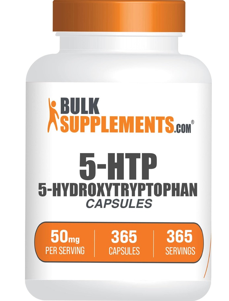 BulkSupplements.com 5-HTP Capsules - 5-Hydroxytryptophan, 5-HTP 50mg - 5 HTP Supplement for Well-Being - Amino Acid & Gluten Free, 1 Capsule per Serving, 365 Capsules (Pack of 1)