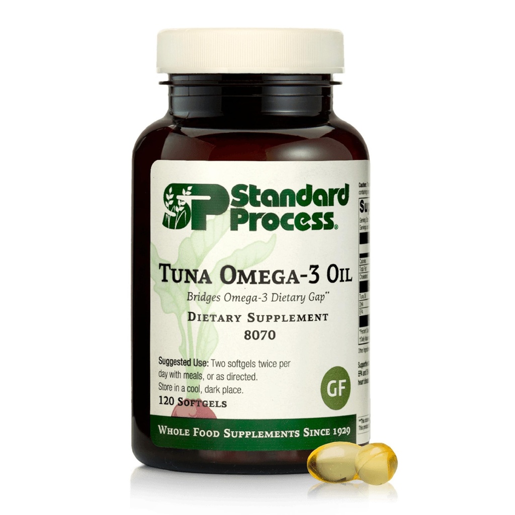 Standard Process Tuna Omega-3 Öl - Brain &amp; Eye Health Support Supplement - Essential Fatty Acid Supplement mit Omega-3 - Nahrungsergänzungsmittel für die Hautgesundheit - 120 Softgels