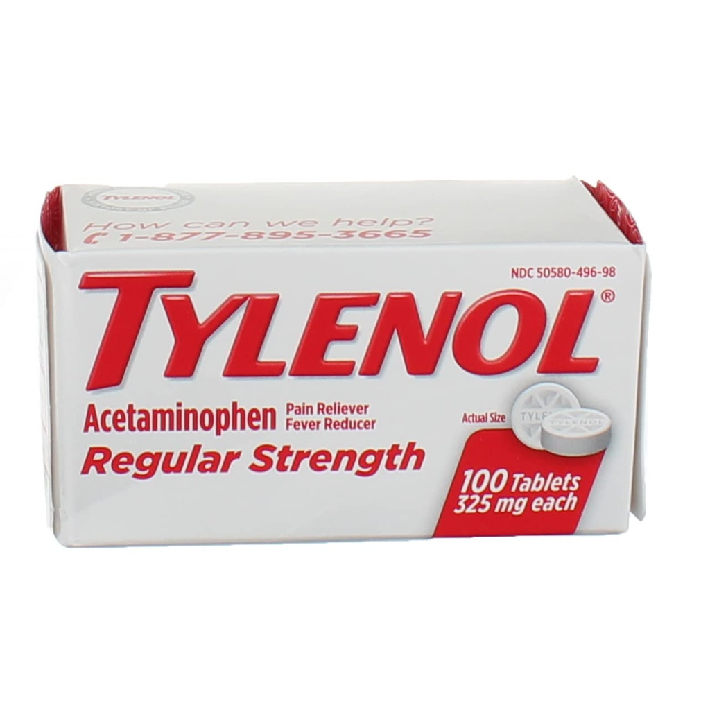 Tylenol Reg Strngth 100'S Taille 100ct Tylenol 325 Mg Force régulière Douleur soulagement