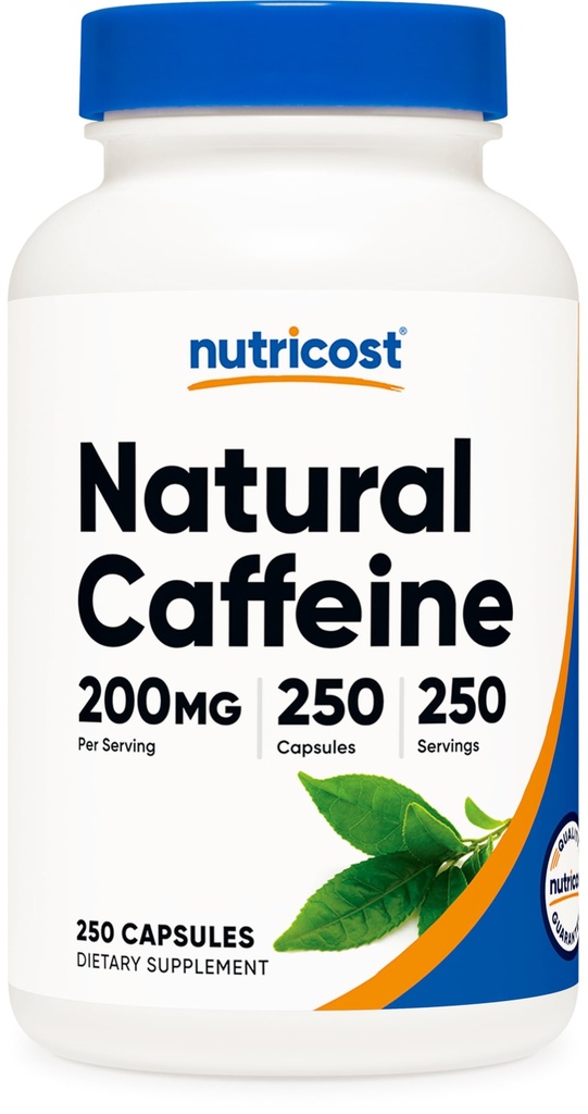 Nutricost Natural Caffeine 200mg, 250 Vegetarische Kapseln - Glutenfrei, Non-GMO