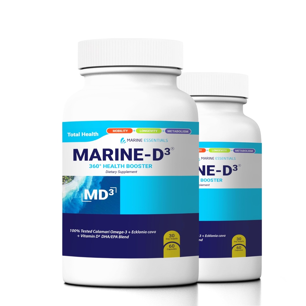 Marine Essentials- Marine D3 Omega 3 Calamari Ecklonia Cava DHA (2 Flaschen - 120 Kapseln)