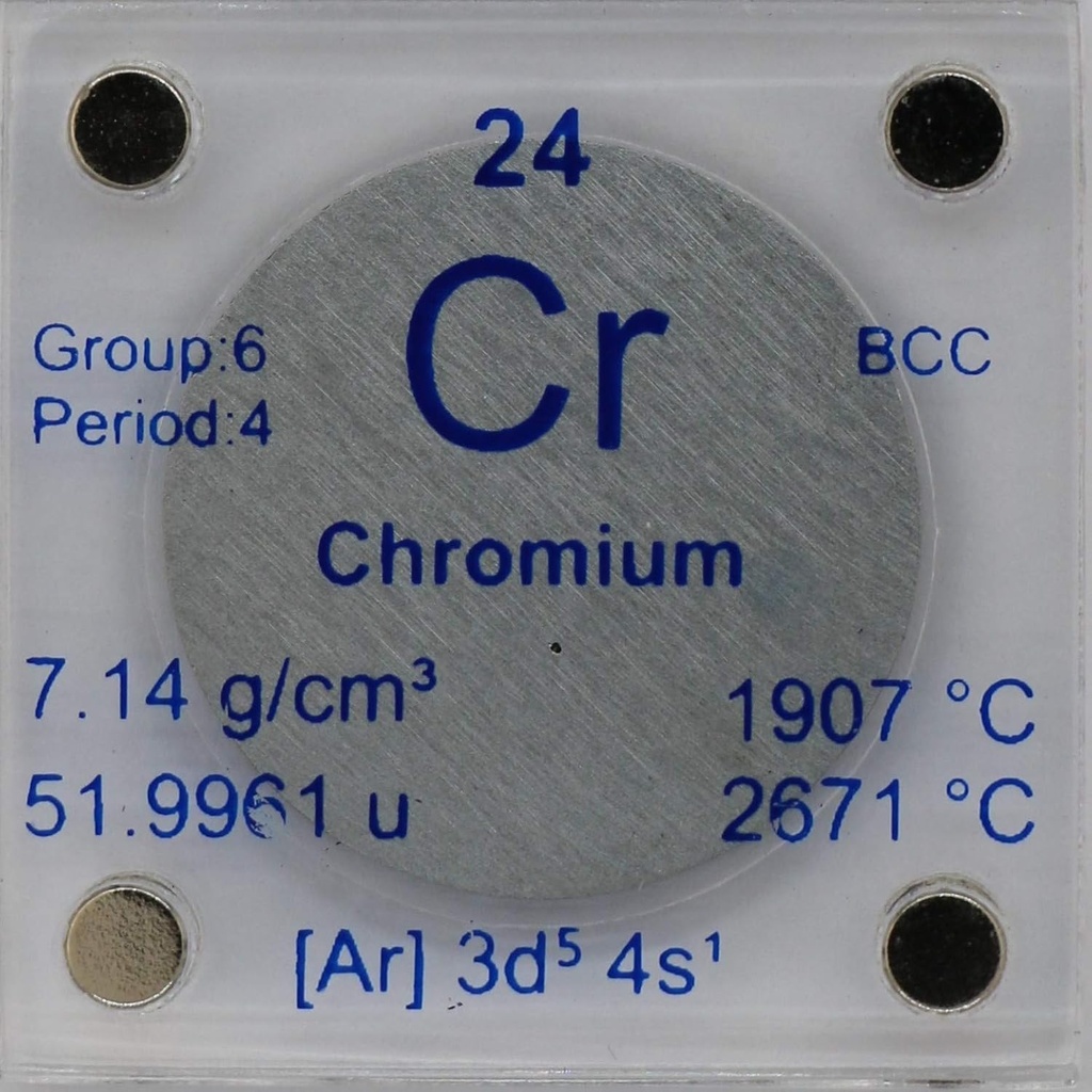 Chrom (Cr) 24.26mm Metallscheibe mit Acrylgehäuse für Sammlung oder Experimente