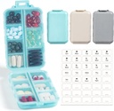 3 Pack, 14 GRIDS Travel Pill Organizer Box mit Etiketten - Travel Medicine Case Kit - Pocket Daily Pharmacy Container - Travel Medication Holder Dispenser für Fish Oil Vitamin Supplement Storage