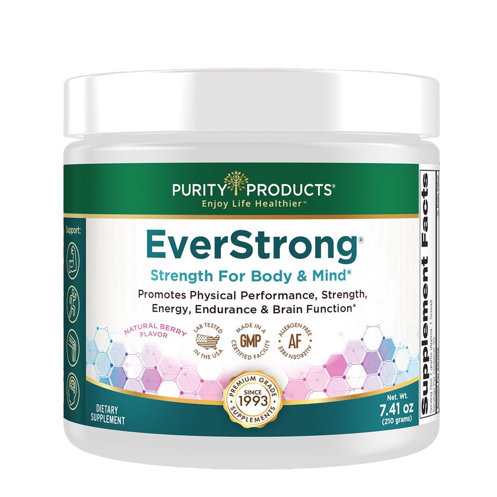 Purity Products EverStrong Powder from Muscle Matrix Blend - Creapure Creatine - Boron (FruiteX-B PhytoBoron) - CoffeeBerry Extract - Boosted with 1000 IU Vitamin D - Berry Burst (210 g)