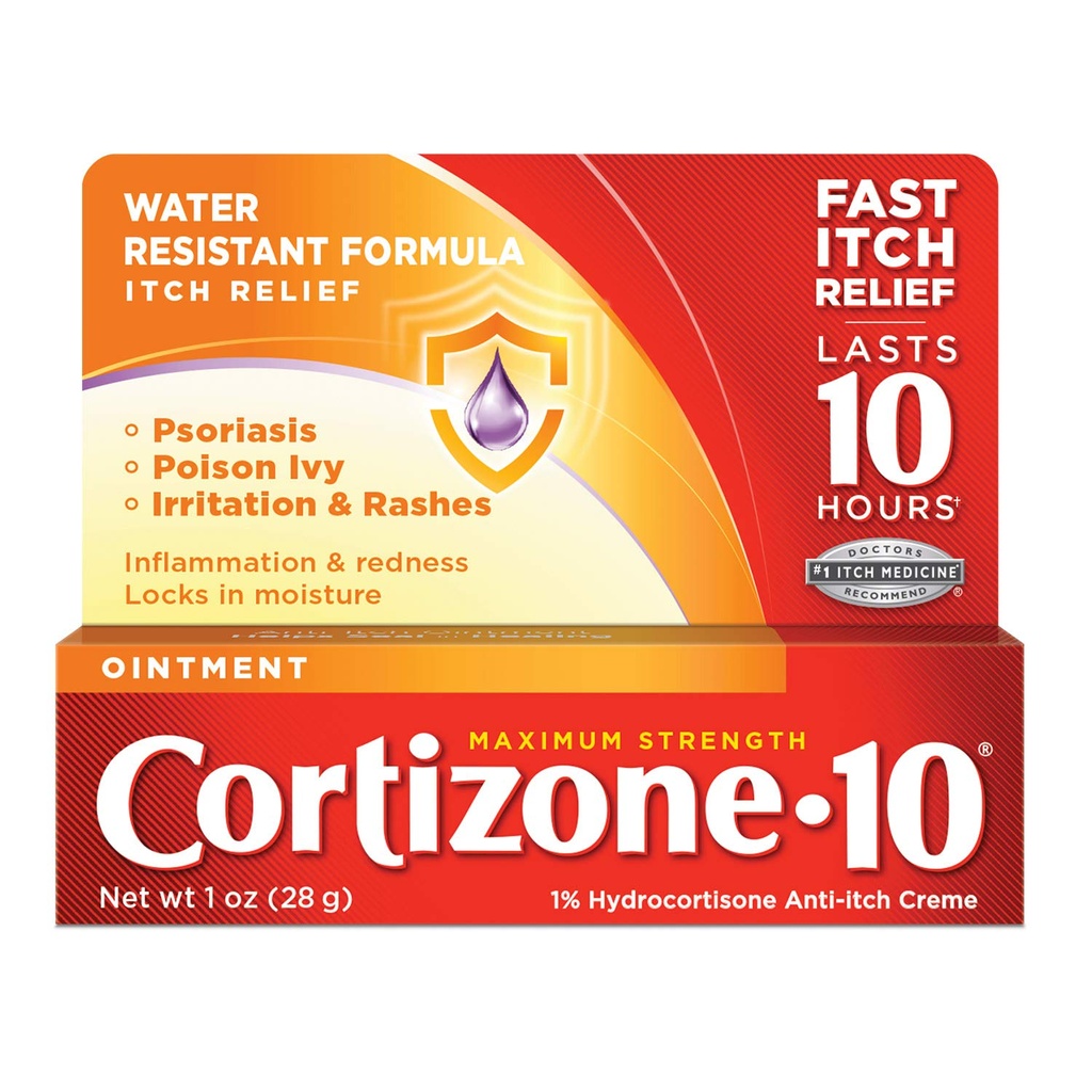 Cortizone 10 Maximum Strength Ointment 1 oz., 1% Hydrocortisone Ointment for Itch Relief - Packaging May Vary