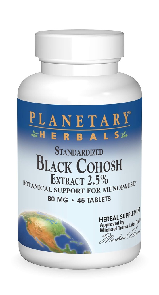 Herbes Planétaires Extrait de Cohosh Noir Standardisé 2.5 Comprimés, 45 Nombre