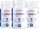 Effets cliniques Berberine HCL - Pure Berberine 1200mg - Soutien du foie - Supplément végétalien - 3 Pack - Fabriqué aux États-Unis