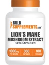 BulkSupplements.com Lion's Mane Mushroom Extract Kapseln - Pilz-Ergänzung, Gehirn-Ergänzung für Gedächtnis und Fokus-Unterstützung - Vegan, 2 Kapseln pro Servieren (1000mg), 360 Kapseln (Pack von 1)