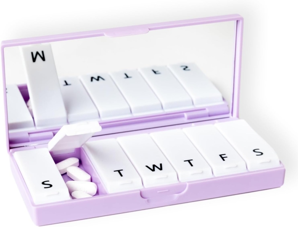 PORT X POLISH Designer Organisateur hebdomadaire de boîtes à pilules (Single 1X Daily, Lilac)