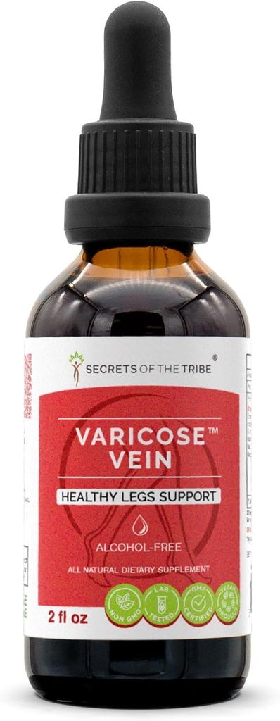 Secrets of the Tribe Varicose Vein Alkoholfrei, Glycerite Butcher's Broom, Horse Chestnut, Bilberry, Cayenne, Gotu Kola, Grape. Tinktur, Kräuterextrakt Gesunde Beine unterstützen 2 OZ