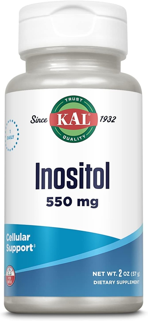 KAL Inositol Powder 550mg, Gehirngesundheit, Nervous System & Mood Support Supplement, Cellular Health Support, Enhanced Absorption Formel, einfach zu mischen, ca. 102 Servierungen, 2oz