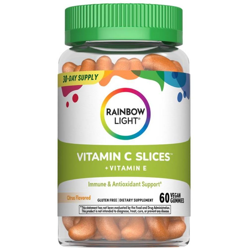 Rainbow Light High-Potency Vitamin C Gummis, Gummy Supplement bietet Antioxidans und Immununterstützung, mit Vitamin C, Vegan und Gluten frei, 60 Zähler