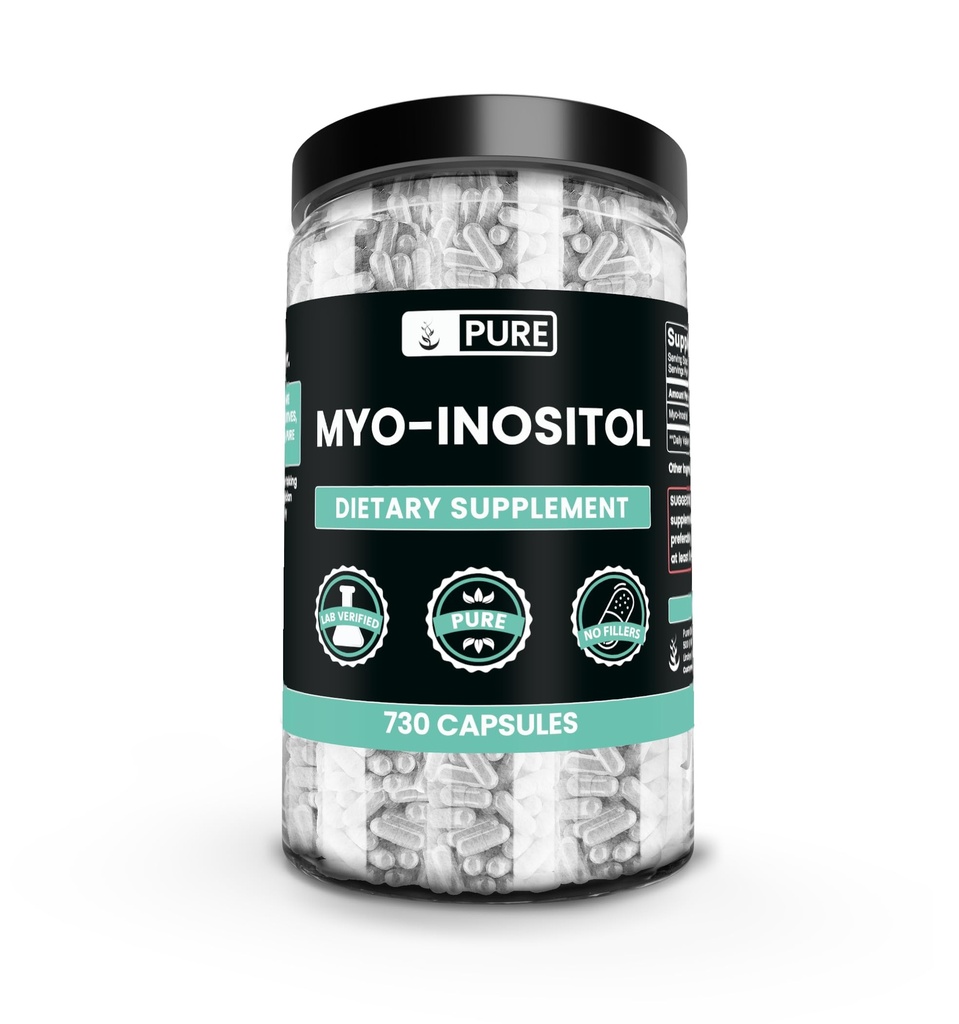 Pure Original Zutaten Myo-Inositol (730 Kapseln) Kein Magnesium oder Reisfüller, Immer rein, Lab Verifiziert