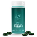 Iwi Omega-3, 30 Softgels (30 Servierungen), Vegan Pflanzenbasierte Algae Omega 3 mit EPA + DHA, Ganzkörper-Unterstützung Nahrungsergänzung, Krill & Fisch Öl Alternative, Keine Fishy Nachgeschmack