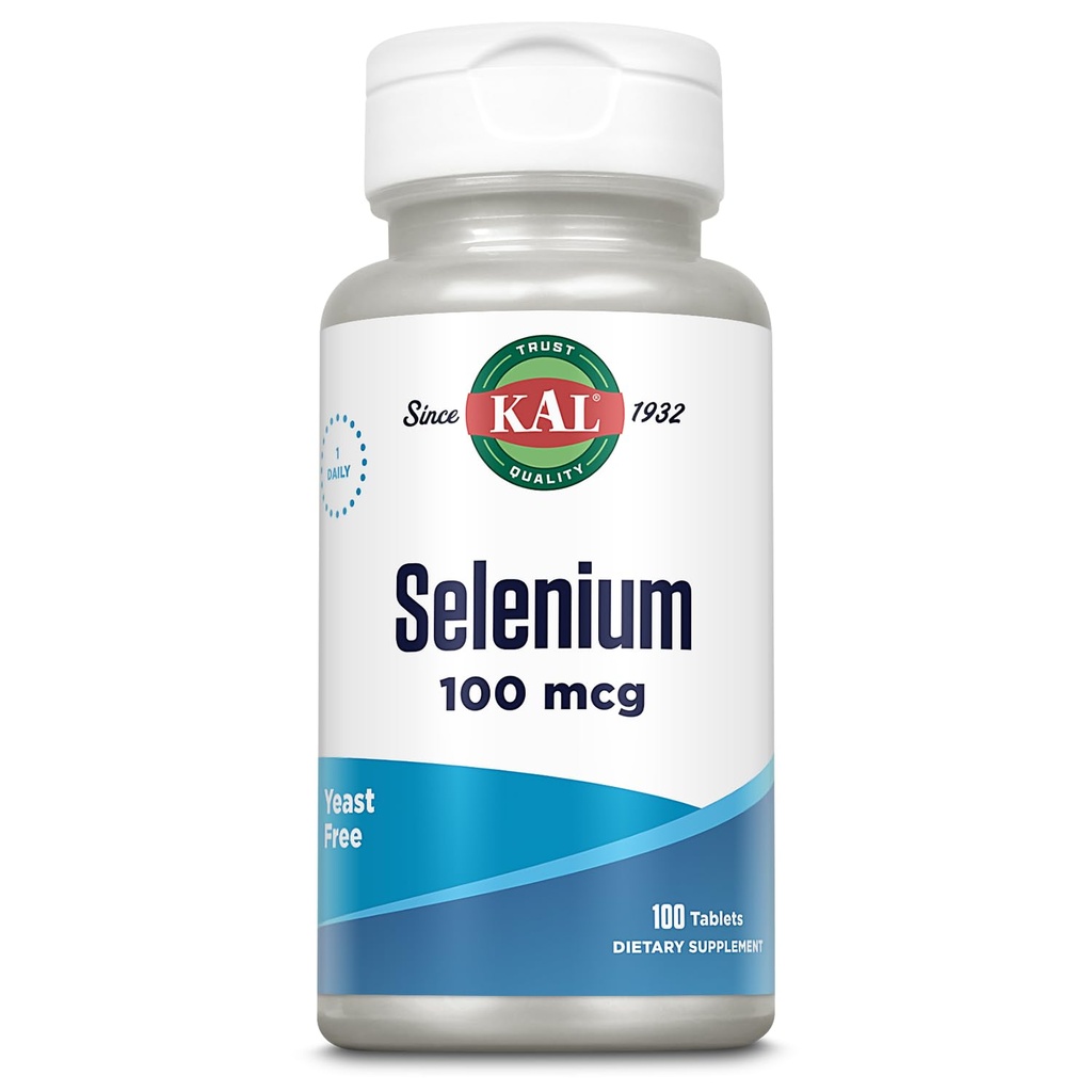 Kal 100 Mcg Sélénium Comprimés sans levure, 100 Nombre