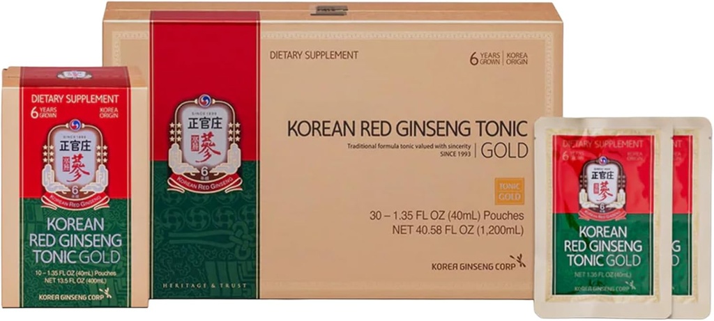 Ginseng rouge coréen tonic or asiatique Panax Ginseng extrait tonic- 30 poches à boire