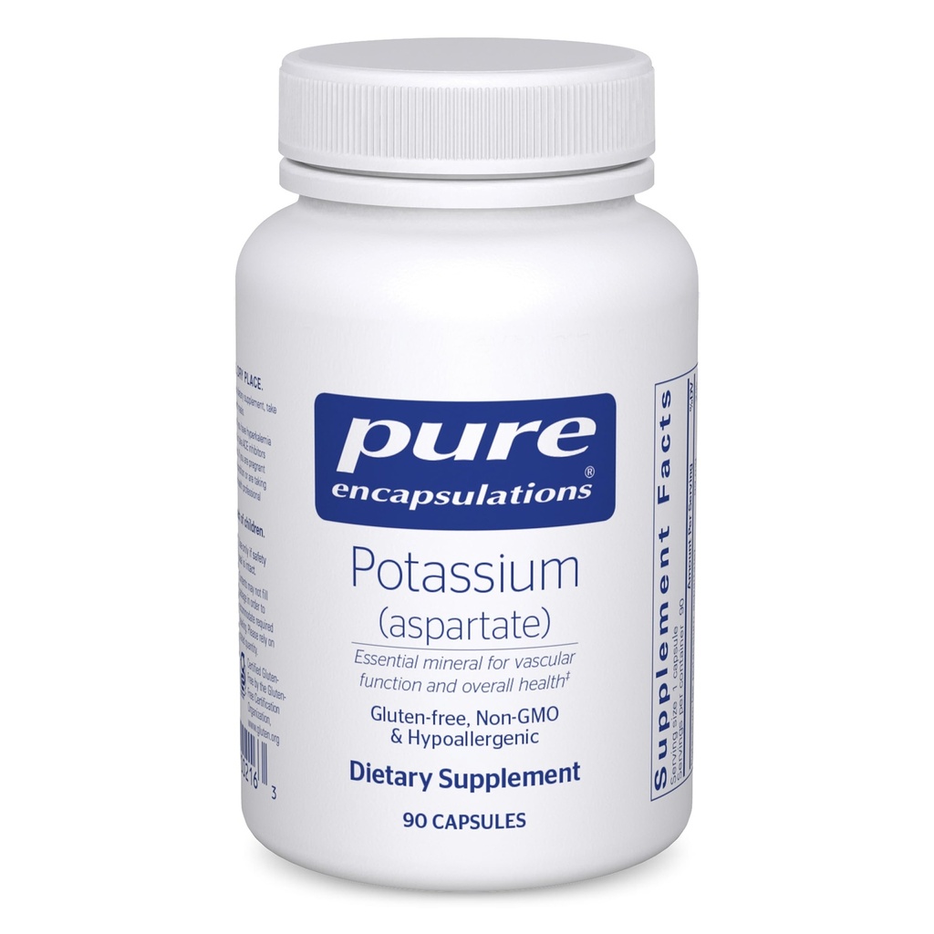 Pure Encapsulations Kalium (Aspartate) | Hypoallergene Ergänzung zu Nerven, Muskeln, Blutfluss und Herz-Kreislauf-Gesundheit zu unterstützen | 90 Kapseln