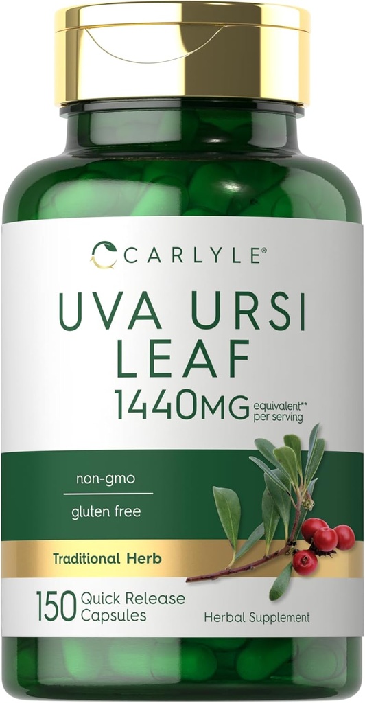 Carlyle Uva Ursi Capsules: 1440mg: 150 Count: 150 Extrait de feuille d'herbe non-OGM: Supplément sans gluten