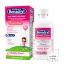 Benadryl Enfants Sans Dye Allergy Relief Liquid, Allergy Medicine for Kids, 12,5 mg Diphenhydramine HCl Antihistamine, Soulage le nez et l'éternuement runny, Sans Paraben, Bubble Gum Flavor, 8 fl.