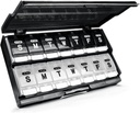 Extra Large Weekly Pill Organizer 2 Times a Day - Remtise Am/Pm Daily Pill Case Medicine Organizer, Push Button 7 Day Pill Box for Pills/Vitamin/Cod Liver Oil/Supplements (Black & White)