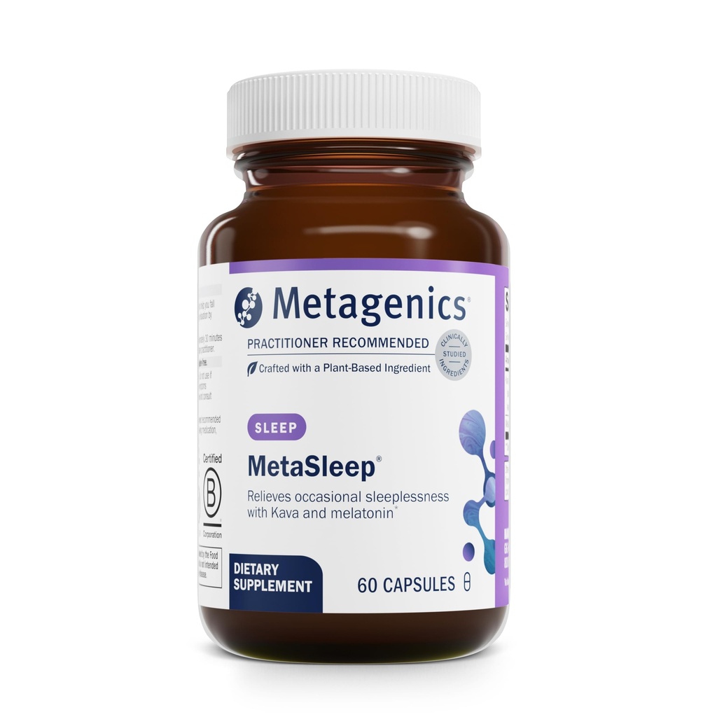 Métagène - MétaSleep - Mélatonine double phase avec supplément de sommeil Kava - 60 capsules (paquet de 1)