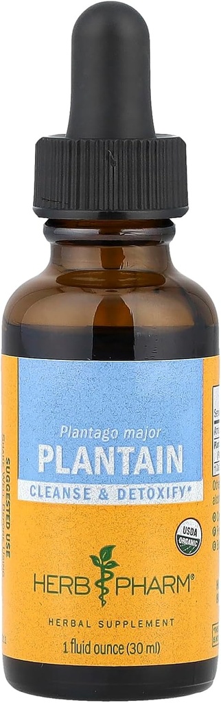 Extrait liquide de plantain biologique certifié Herb Pharm pour le nettoyage et la désintoxication - 1 once (DPLAN01)