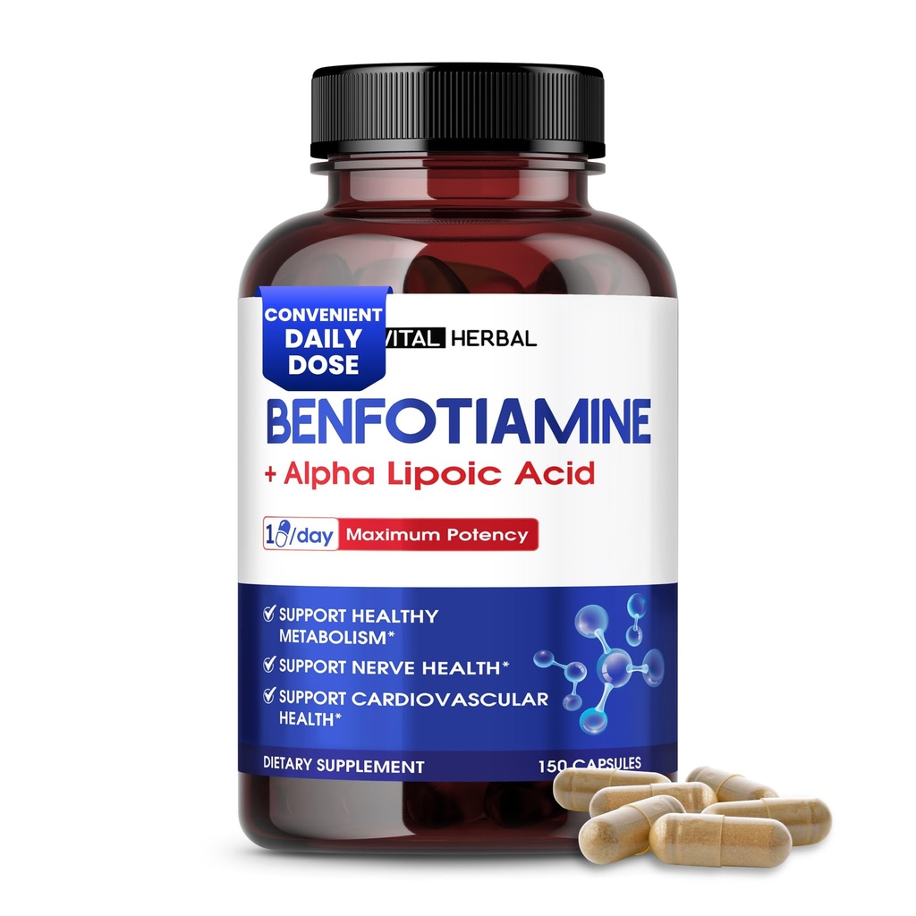 VITAL HERBAL Liposomique Benfotiamine avec acide alpha lipoïque - Potence maximale- Soutenir le métabolisme sain - Fabriqué aux États-Unis