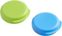 EZY DOSE quotidienne ronde, compacte, petite, discrète, portable sur le aller pharmacie de poche, boîte à pilules, organisateur et contenants de vitamines, snap shut lids, voyage amical, bleu et vert, 2 pack, sans BPA