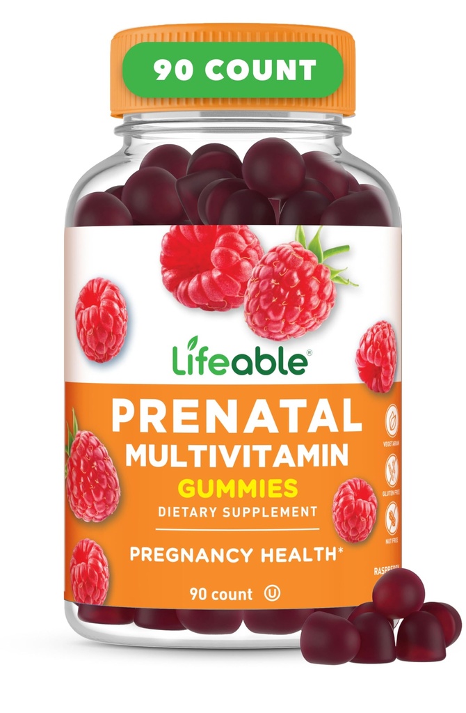 Lebendige Prenatal Multivitamin mit Eisen und Choline | Große Verkostung pränatale Vitamine für Frauen | Vegetarische Non-GMO prenatale Gummis | 90 Gummis