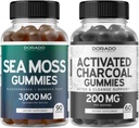 Irish Sea Moss (90 Gummi) Raw Seamoss for Thyroid, Energy & Immune Support and Activated Charcoal (60 Gummi) Gesunde Detox & Cleanse Unterstützung - Aus Organischen Kokosnussschalen - Made in USA